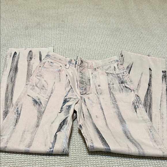 Baykan Denim straight leg light Pink Navy Blue Foil Jeans Sample - Picture 2 of 8